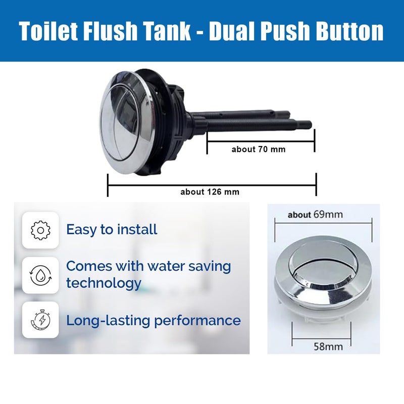 DIVISHA Toilet flush button for toilet | Toilet push button flush valve | Round 58mm/2.3" Flush Tank Lever (1) - Image 3