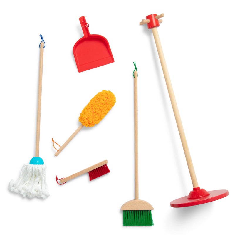 Melissa & Doug Dust Sweep Mop 6-Piece Pretend Play Set, Toddler Toy Cleaning, Pretend Play Home Cleaning, Kids Broom and Mop Set for Ages 3+ - Image 4