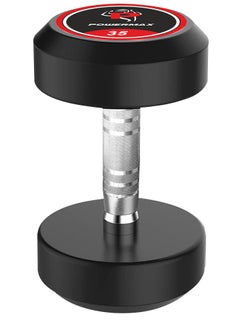 PowerMax Fitness PowerMax Fitness Rubber Coated Round Professional Dumbbell for Home Gym | dumbbell for home gym workouts| gym dumbbell | dumbbell for men-women fitness | 35kg dumbbell x 1| Black  - Image 1