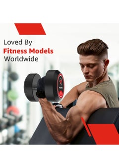 PowerMax Fitness PowerMax Fitness Rubber Coated Round Professional Dumbbell for Home Gym | dumbbell for home gym workouts| gym dumbbell | dumbbell for men-women fitness | 35kg dumbbell x 1| Black  - Image 5