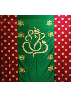 Talambralu Talmabralu Ganeshji Backdrop Cloth Satin Fabric for All FestivalsHouse Hold FunctionsHaldi Function Green Ganesh with Lotus Design 8 Feet Width 8 Feet LengthHeight Ganesh Brown 