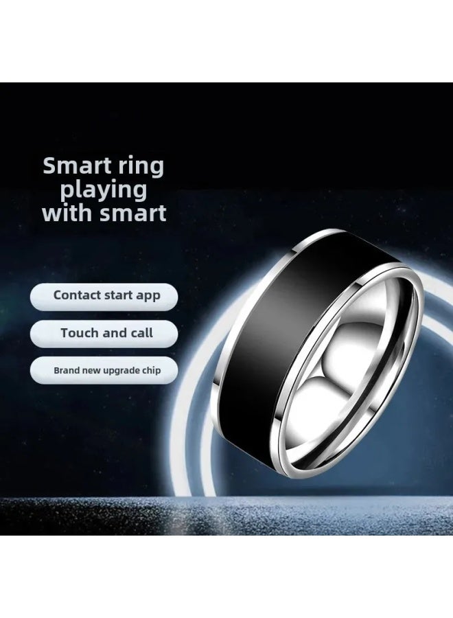 NFC Smart Ring بلوتوث تعمل بالطاقة الشمسية متعددة الوظائف Android درجة الحرارة ماجيك مقاوم للماء معدات تقنية سوداء للطرق الوعرة اللون: [حلقة مقاومة للماء] فضي رقم 12 محيط الإصبع 67.2 مم - Image 4