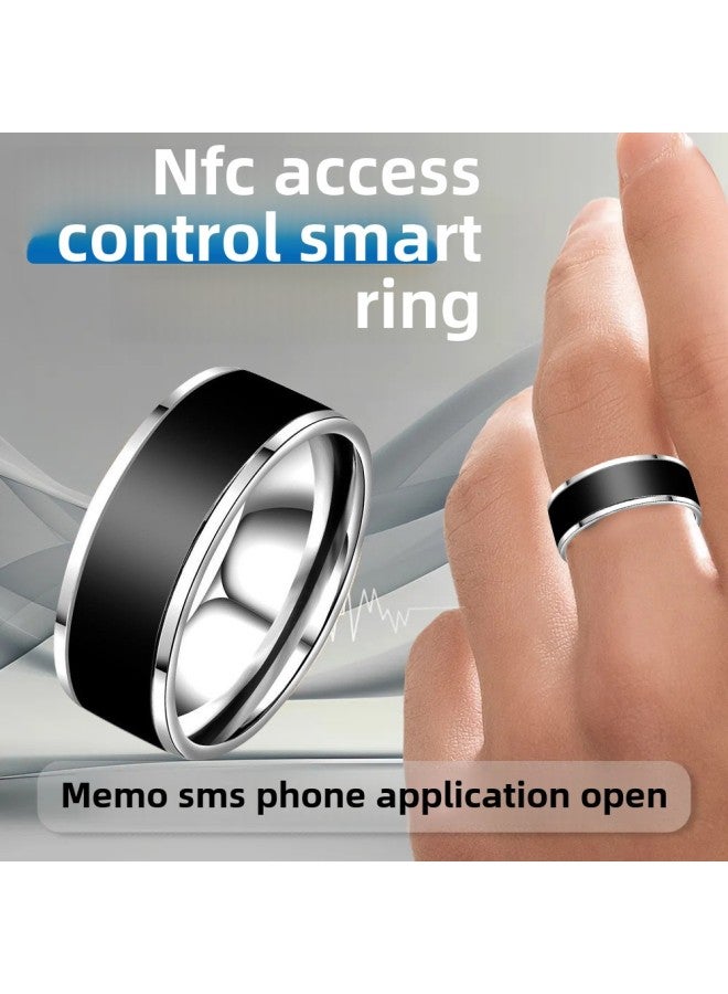 NFC Smart Ring بلوتوث تعمل بالطاقة الشمسية متعددة الوظائف Android درجة الحرارة ماجيك مقاوم للماء معدات تقنية سوداء للطرق الوعرة اللون: [حلقة مقاومة للماء] فضي رقم 12 محيط الإصبع 67.2 مم - Image 1
