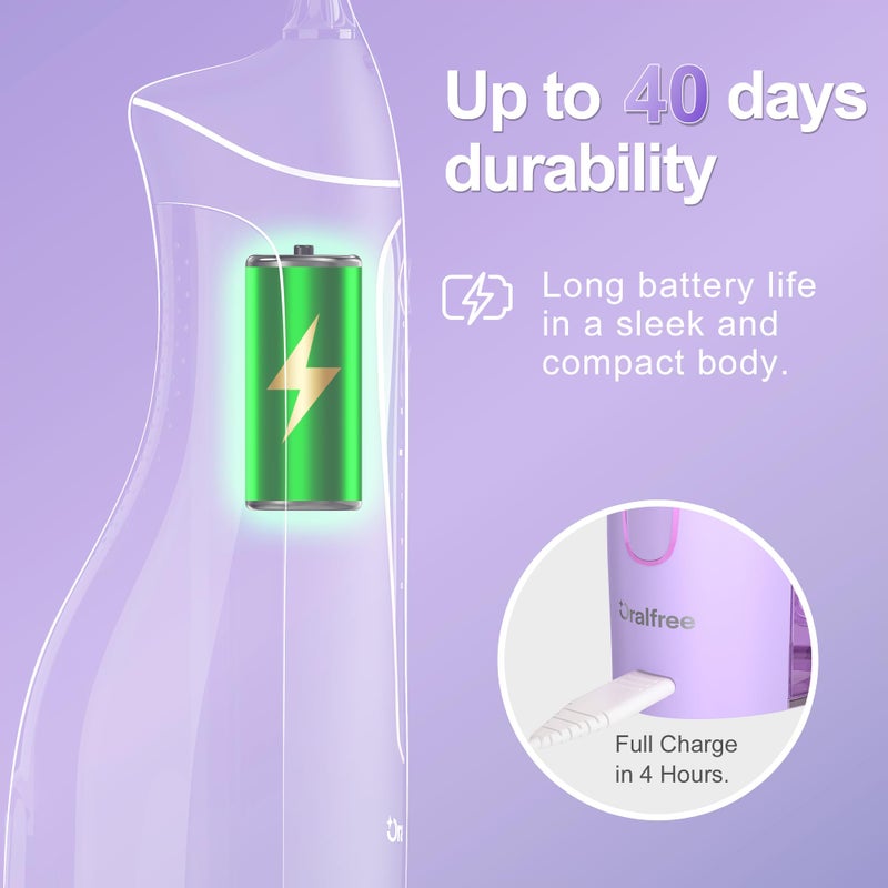 Oralfree Water Dental flosser Teeth Picks - Braces Cordless Oral Irrigator Portable Rechargeable Travel Irrigation Cleaner IPX7 Waterproof Electric Professional Flossing Teeth Cleaning for Home - Image 3