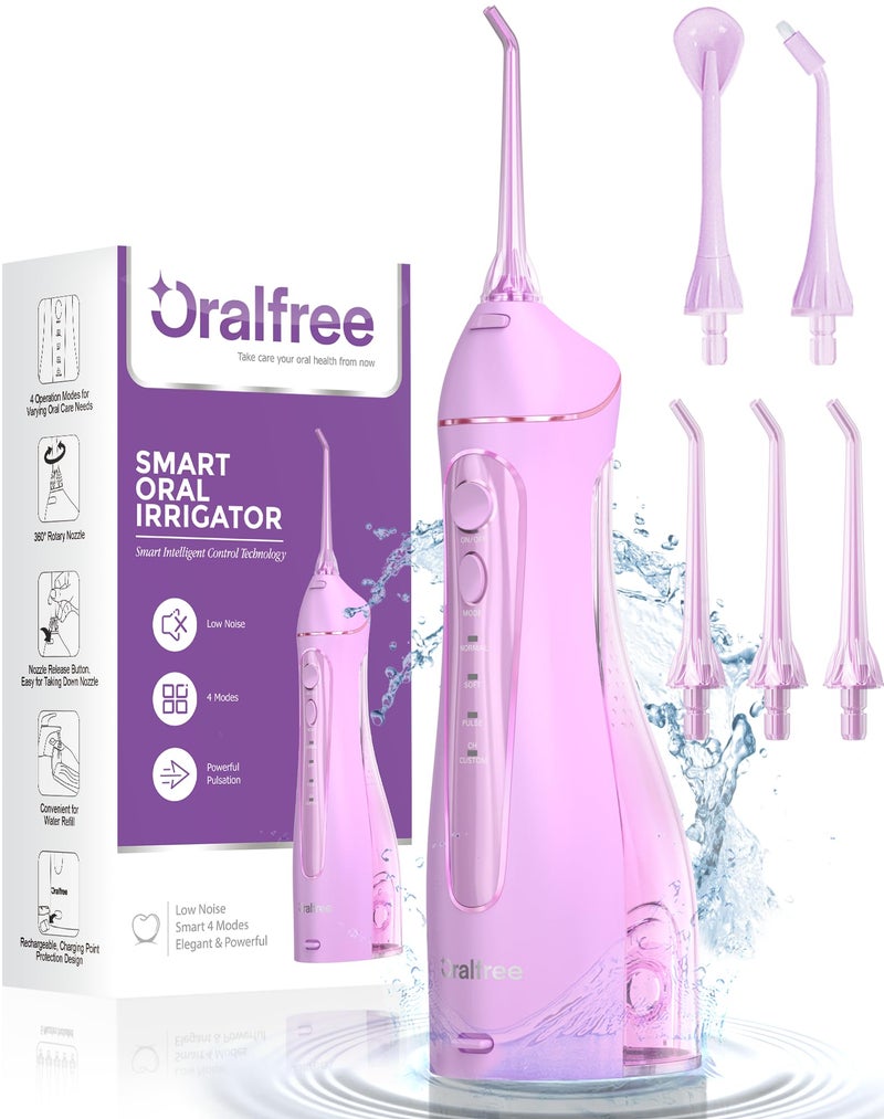 Oralfree Water Dental flosser Teeth Picks - Braces Cordless Oral Irrigator Portable Rechargeable Travel Irrigation Cleaner IPX7 Waterproof Electric Professional Flossing Teeth Cleaning for Home - Image 1