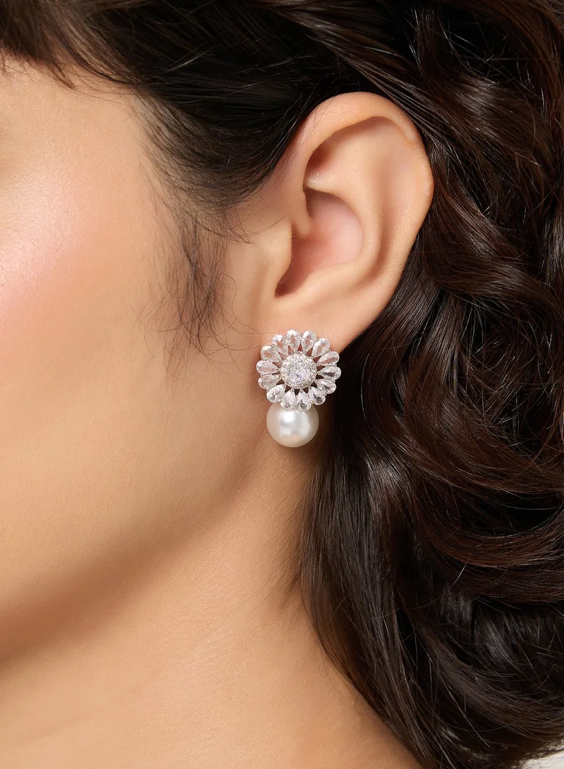 Diamante Pearl Drop Earrings