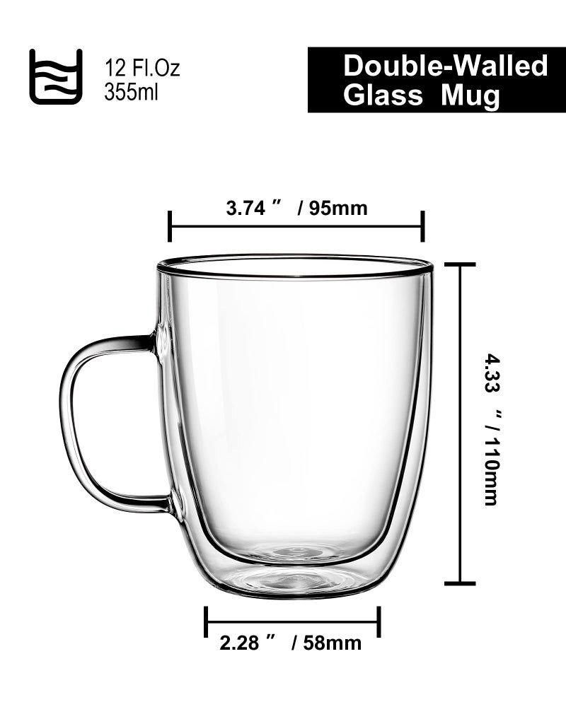 Luxtea 350ml/12.5oz Insulating Teacup Double Layer Glass Mug Heat Resistant Cup for Infusing Coffee, Milk, Tea, etc - Image 2