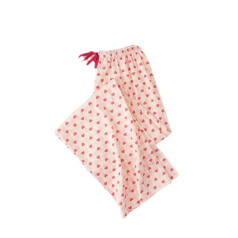 Cute Printed Lounge Pants for Women - High Waist Wide Leg - Image 1