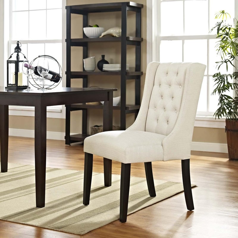 Modway Baronet Modern Tufted Upholstered Fabric Parsons Kitchen and Dining Room Chair in Beige - Image 2