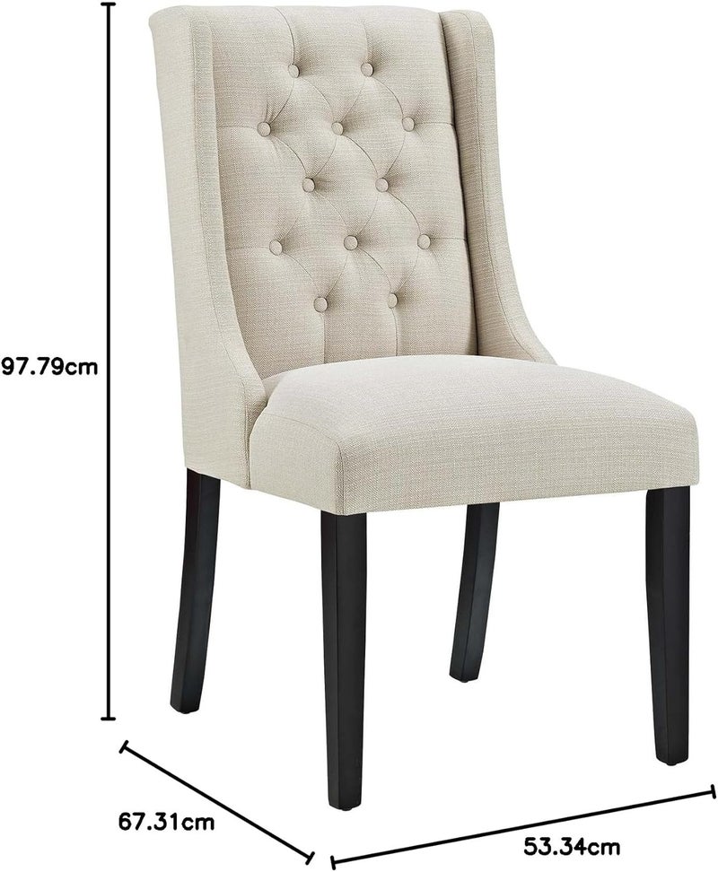 Modway Baronet Modern Tufted Upholstered Fabric Parsons Kitchen and Dining Room Chair in Beige - Image 3