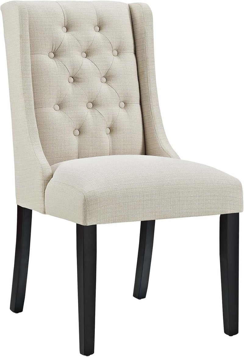 Modway Baronet Modern Tufted Upholstered Fabric Parsons Kitchen and Dining Room Chair in Beige - Image 1