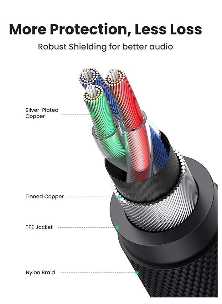 erorex - UGREEN Aux Cable 3.5mm 4-Pole Male to Male Audio Cable with Mic Flexible Braided TRRS Aux Cord Auxiliary Cable Compatible for MacBook Pro 2021 Mic PS4 Xbox Switch Phone Tablet Car Stereo MP3 Player 3M - Image 1