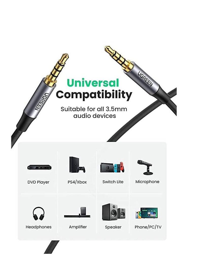 erorex - UGREEN Aux Cable 3.5mm 4-Pole Male to Male Audio Cable with Mic Flexible Braided TRRS Aux Cord Auxiliary Cable Compatible for MacBook Pro 2021 Mic PS4 Xbox Switch Phone Tablet Car Stereo MP3 Player 3M - Image 1