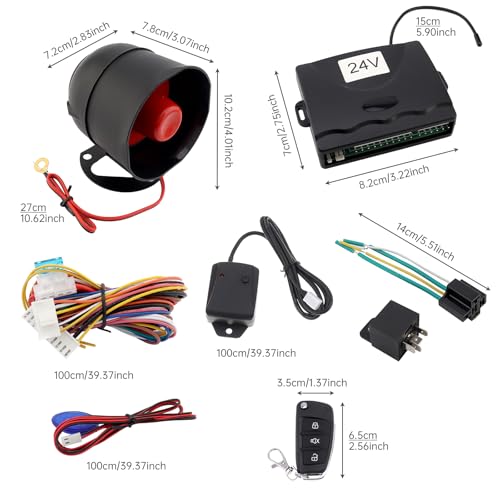 ePathChina Universal 24V Auto Car Alarm Keyless Entry System for Truck/SUV with Remote Control, Car Alarm Security System - Image 2