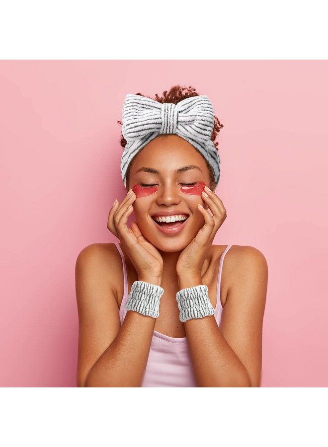 Hanaive Spa Headband For Face Wash Headband And Matching Wristbands Makeup Headband For Washing Face Kids Soft Facial Makeup Head Band Shower Skin Care Girl Hair Sleepover Party Supplies (Stripe Pattern) - Image 5