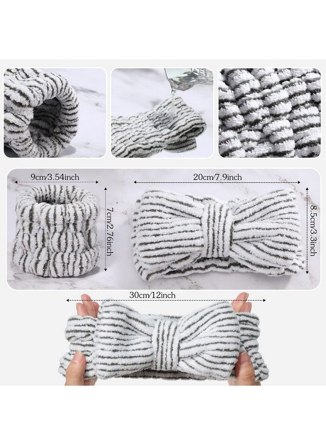 Hanaive Spa Headband For Face Wash Headband And Matching Wristbands Makeup Headband For Washing Face Kids Soft Facial Makeup Head Band Shower Skin Care Girl Hair Sleepover Party Supplies (Stripe Pattern) - Image 3