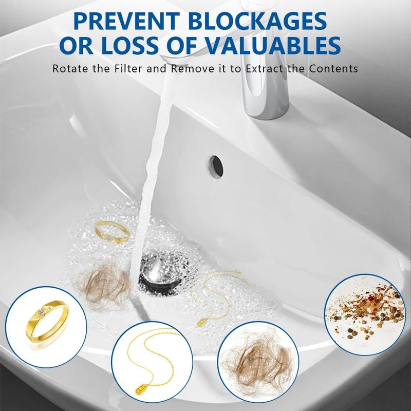 Sello Universal Bathroom Sink Stopper and Drain Strainer, Sink Plug for 1.1”~2.36” Drain Hole, Upgraded Pop Up Sink Drain Stopper with Detachable Hair Catcher Filter Basket, Brass Bounce Core (Black) - Image 5