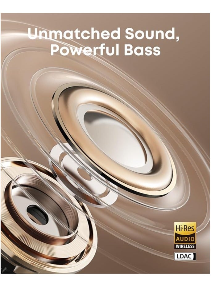 Soundcore AeroClip by Anker, Open-Ear Earbuds, Clip-On Headphones, Adaptive Comfort, Clear Calls with 4 Mics and AI, Stable Fit, 12mm Drivers for Powerful Bass, Hi-Res, Open-Ring Design Champagne Mist - Image 4