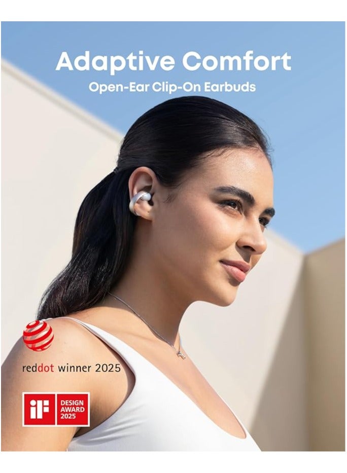 Soundcore AeroClip by Anker, Open-Ear Earbuds, Clip-On Headphones, Adaptive Comfort, Clear Calls with 4 Mics and AI, Stable Fit, 12mm Drivers for Powerful Bass, Hi-Res, Open-Ring Design Champagne Mist - Image 2
