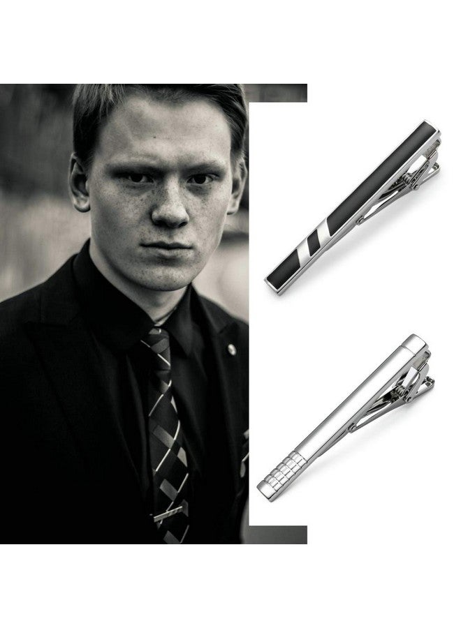 MOZETO Tie Clips For Men Classic Style Silver Tie Bar Set For Regular Ties Luxury Box Gift Ideas - Image 5