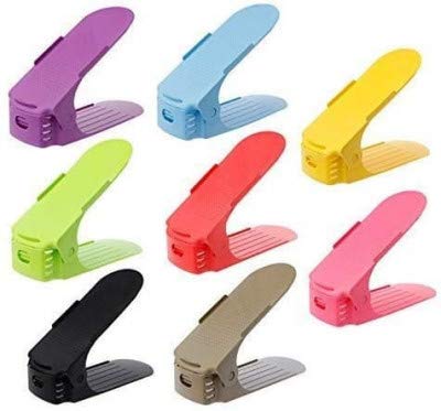 NIRANT Space Saver Rack Holder Adjustable Shoe Slots Organizer Portable Shoe Rack Multicolor Pack Of 12 - Image 1