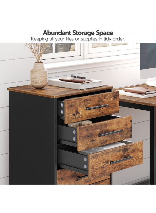 HOOBRO HOOBRO 7-Drawer Chest, File Cabinet, Wooden File Cabinet, Office Cabinet with Drawers, Storage Cabinet, for Home Office, Study, Easy Assembly, Rustic Brown and Black BF07WJ01  - Image 3