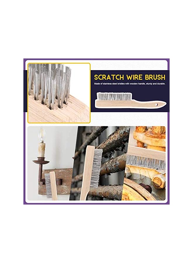 PROMASS 7Pcs 10 Inch Scratch Wire Brush Welding Hammers Slag Removal Tool with Metal Sheet Thickness Gauges, 8 Inch Welding Plier and 10 Inch Welding Chipping Hammer with Steel Coil Spring Handle - Image 5