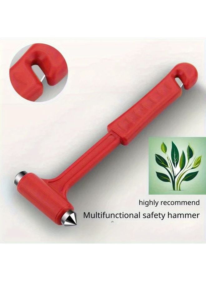 Red Multifunctional Vehicle Safety Hammer Window Breaker Fire Rescue Tool - Image 2