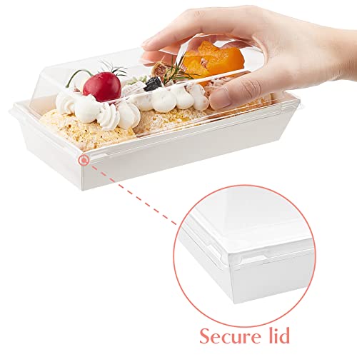 Ocmoiy Charcuterie Boxes with Clear Lids, 50 Pack White Bakery Boxes, Cookie Boxes, Small Treat Boxes for Pastry, Sandwich, Cupcakes, Strawberries, Dessert To Go Containers - Image 3