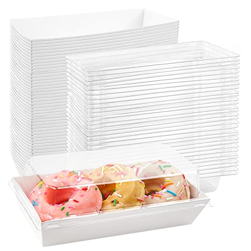 Ocmoiy Charcuterie Boxes with Clear Lids, 50 Pack White Bakery Boxes, Cookie Boxes, Small Treat Boxes for Pastry, Sandwich, Cupcakes, Strawberries, Dessert To Go Containers - Image 1