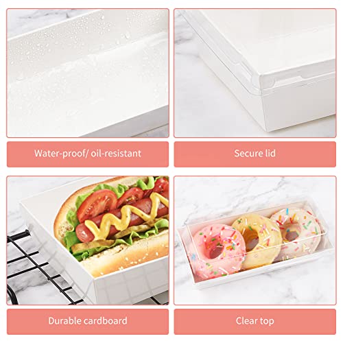 Ocmoiy Charcuterie Boxes with Clear Lids, 50 Pack White Bakery Boxes, Cookie Boxes, Small Treat Boxes for Pastry, Sandwich, Cupcakes, Strawberries, Dessert To Go Containers - Image 4