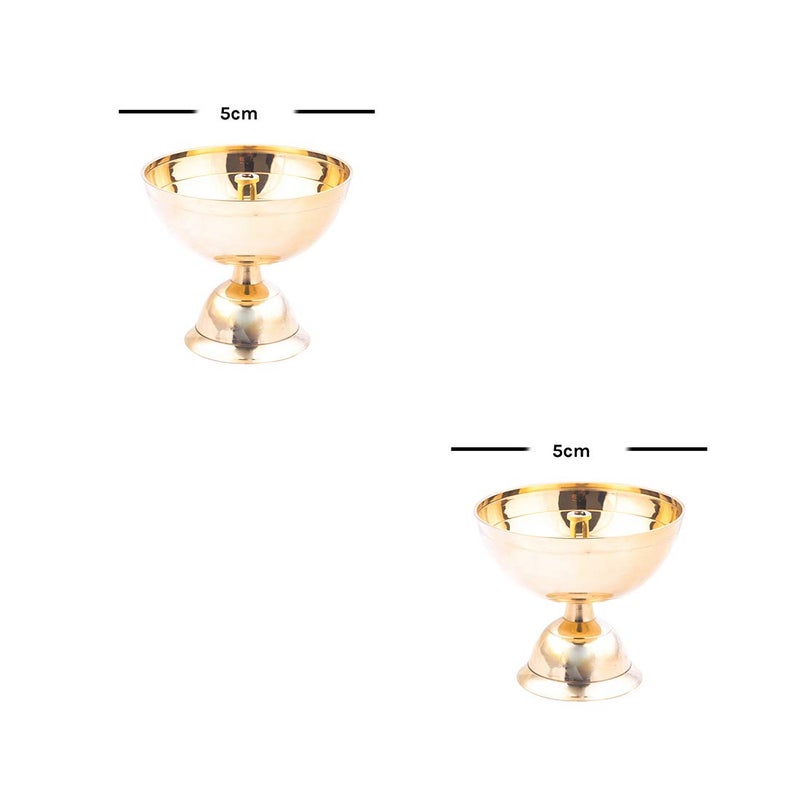 Rolimoli Pure Brass Paro Pyali Akhand Diya Oil Lamp for Home Temple Puja Articles Decor Diya Set of 2 Oil Diya for Home Office 5CM - Image 2