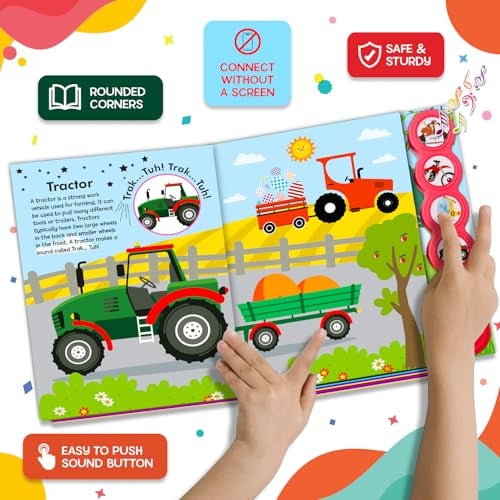 BRIJBASI Noisy Vehicles Sound Book – Music and Picture Book for Toddlers | Interactive Music Book for Kids Ages 2–5 - Image 2