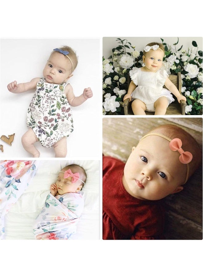 DRESHOW BQUBO Baby Girl Headbands with Bows Nylon Hairbands Handmade Hair Accessories for Newborn Infant Toddlers 10 Pack - Image 3