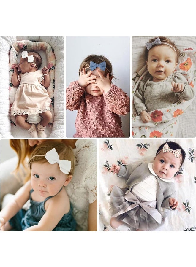 DRESHOW BQUBO Baby Girl Headbands with Bows Nylon Hairbands Handmade Hair Accessories for Newborn Infant Toddlers 10 Pack - Image 4