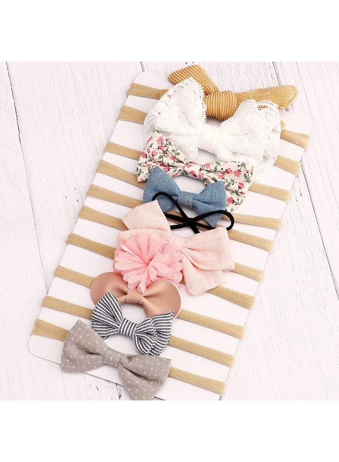 DRESHOW BQUBO Baby Girl Headbands with Bows Nylon Hairbands Handmade Hair Accessories for Newborn Infant Toddlers 10 Pack - Image 5