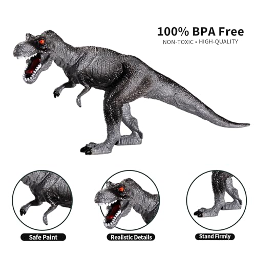 TEMI Dinosaur Toys for Kids 3-5, Jurassic Dinosaurs Figures with Play Mat and Trees to Create a Dinosaur World, Triceratops, Velociraptor, Gifts for Toddler Boys and Girls 3 4 5 6 7 - Image 3