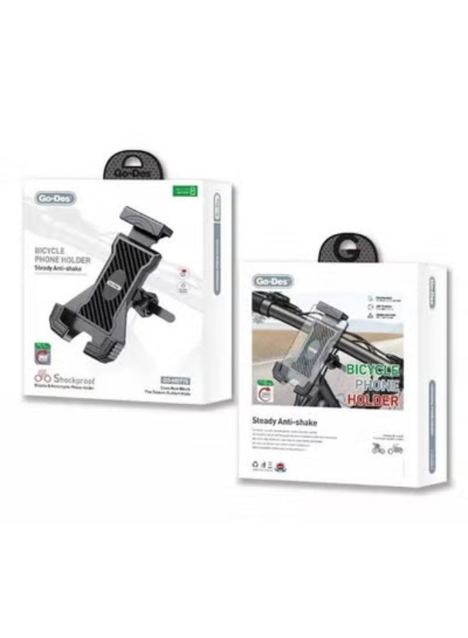 جو-ديز GD-HD715 360° Adjustable Bike & Motorcycle Phone Holder | Anti-Shake, Secure Grip, One-Hand Operation | Universal Handlebar Mount for Smartphones – Black - Image 2