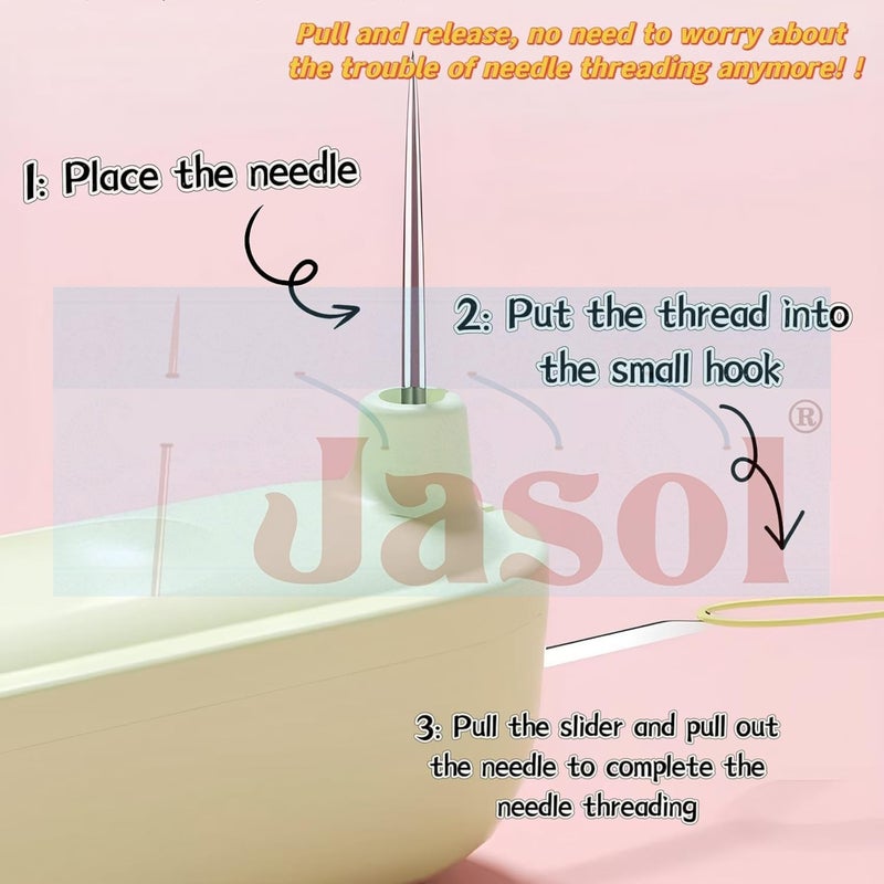 Jasol خياط تلقائي مزدوج الرأس 2 في 1 وممزق خياطة قابل للسحب من الفولاذ المقاوم للصدأ لإزالة الغرز إبرة الخياطة للخياطة اليدوية والتطريز والحرف اليدوية - Image 2