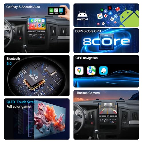Fuosuc 4G LTE QLED Radio for Dodge RAM 2002-2005 Upgrade,8-Core CPU Touch Screen Stereo,Wireless CarPlay & Android Auto,Support OEM Camera & Steering Wheel Control,Free Camera - Image 4