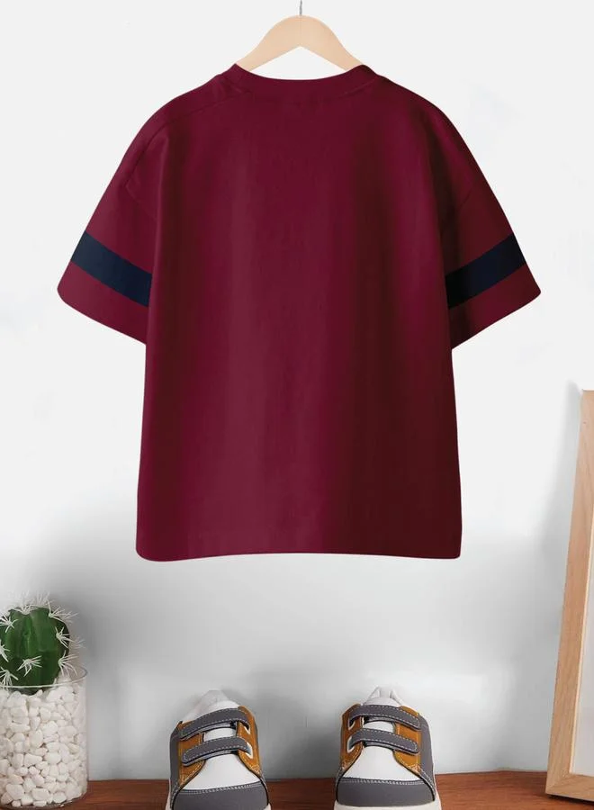 CODEZ Kids Burgundy Oversized Cotton T-Shirt