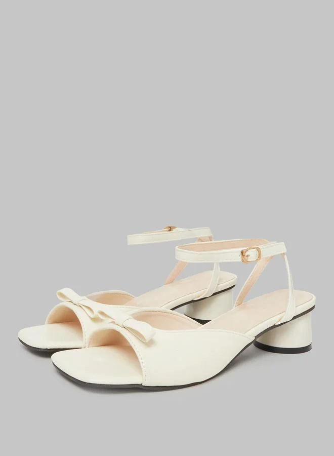 Take Two White Block Heel Ankle Strap Sandals