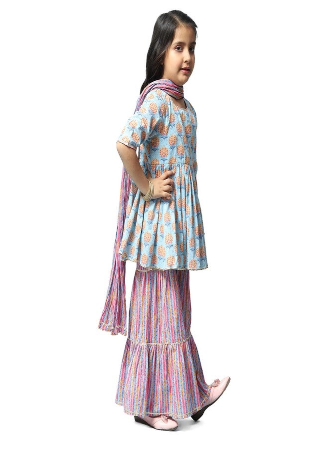 BIBA GIRL PRINTED RELAXED KID(KW5083_LBLUE_9) - Image 4