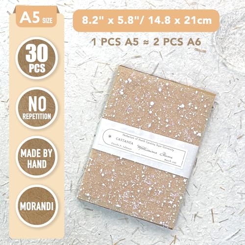 Aromoty 30Pcs Unique Handmade Textured Scrapbook Paper&Mesh Fabric set - A5 sheet Craft Mulberry Special Rice Paper Mix for Scrapbooking Junk Journaling Supplies Card Collage DIY Materials, 5.8x8.2 inches - Image 4