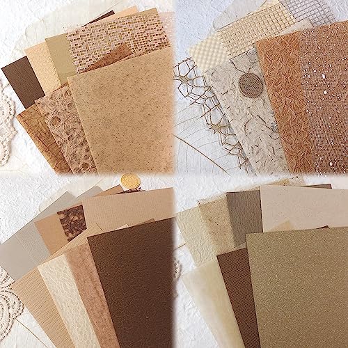 Aromoty 30Pcs Unique Handmade Textured Scrapbook Paper&Mesh Fabric set - A5 sheet Craft Mulberry Special Rice Paper Mix for Scrapbooking Junk Journaling Supplies Card Collage DIY Materials, 5.8x8.2 inches - Image 3