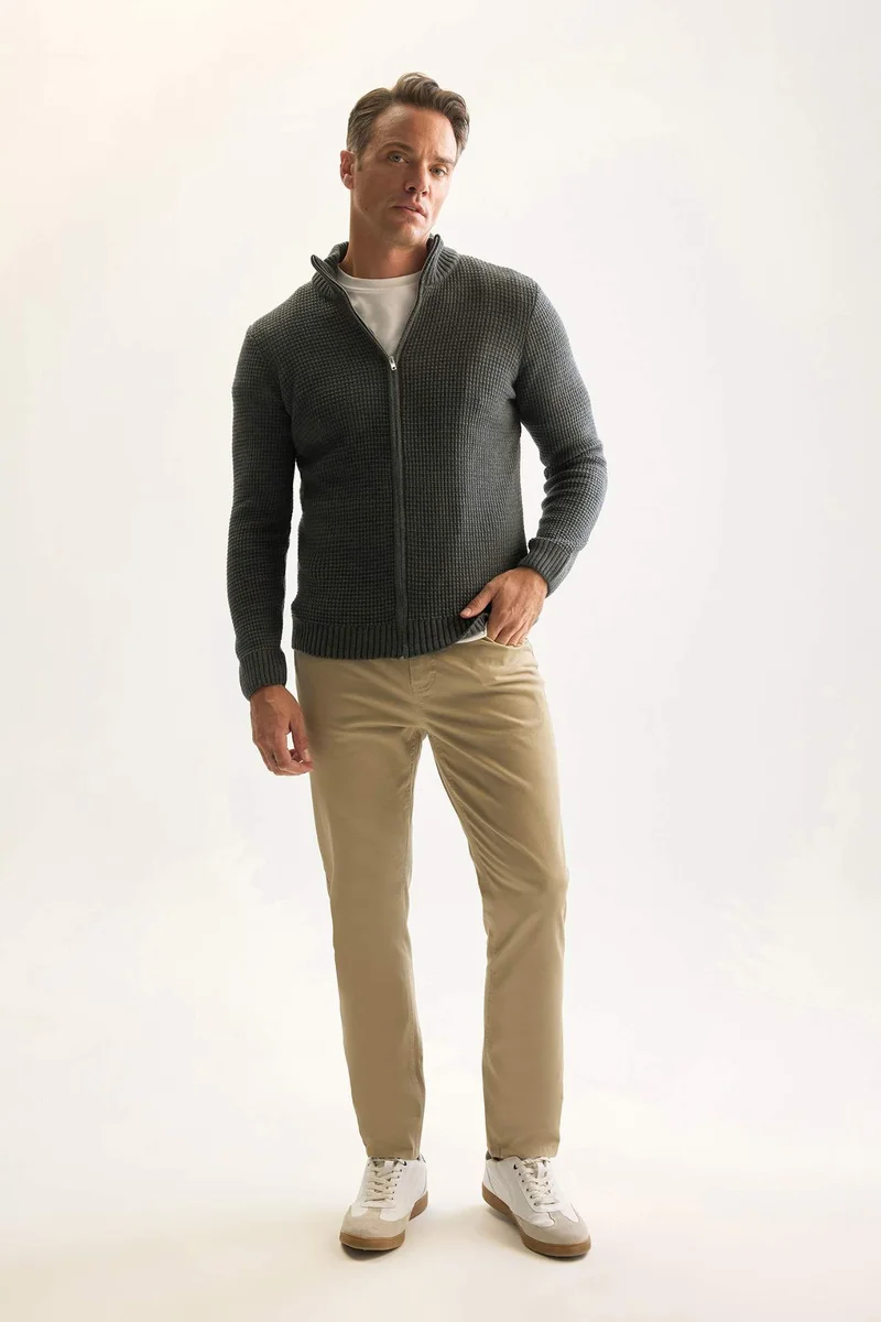 Defacto  Standard Fit Turtleneck Knitwear Cardigan  | Best Price UAE