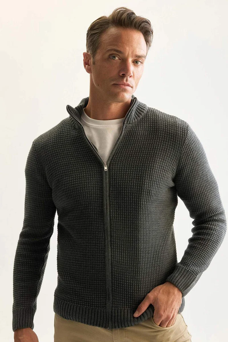 Standard Fit Turtleneck Knitwear Cardigan