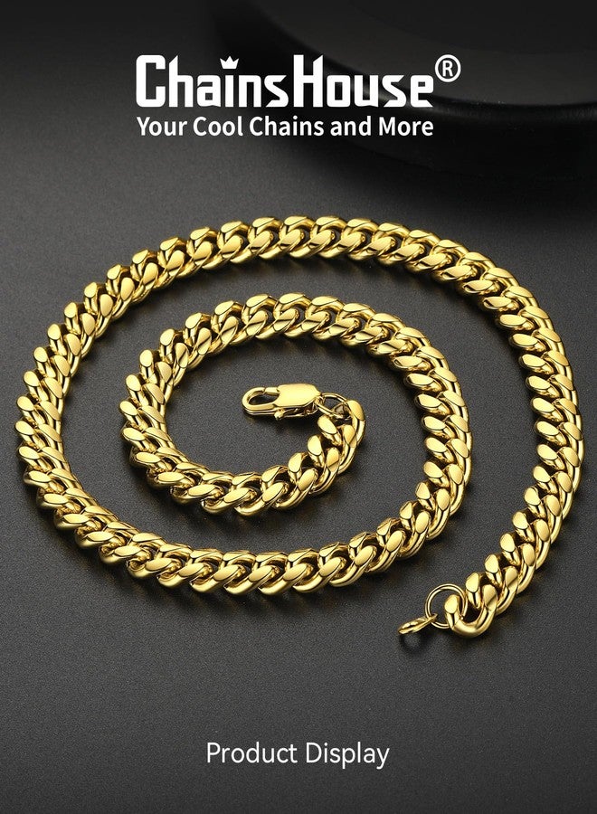 ChainsHouse Rapper Gold Chain Necklace 20 inches 10mm Men's Stainless Steel Cuban Chain - Image 3