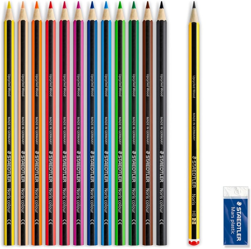 STAEDTLER Noris Colour Pencils Set with Eraser and HB Pencil - 12 Pieces - Image 2
