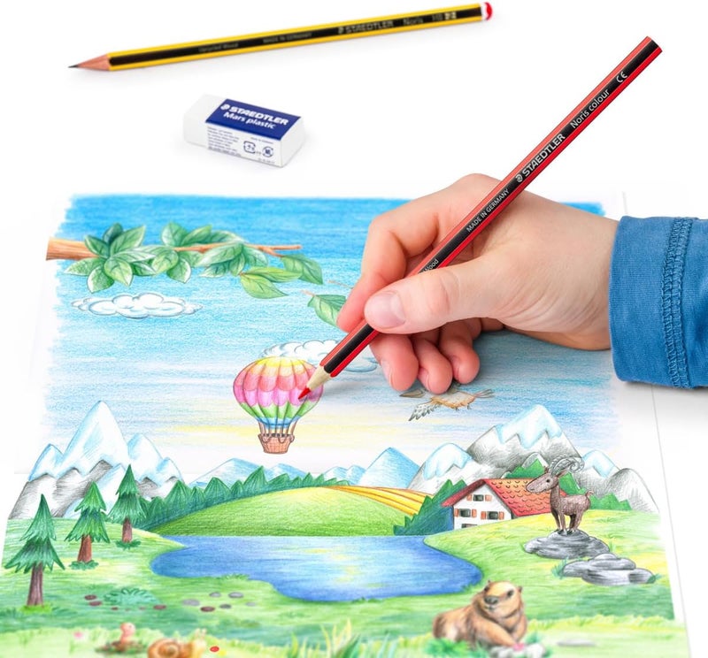 STAEDTLER Noris Colour Pencils Set with Eraser and HB Pencil - 12 Pieces - Image 3